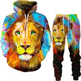 Nouveau 3D impression animaux loup mode hommes femmes survêtements col rond sweats à capuche + pantalon grande taille S-6XL Harajuku 004