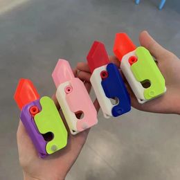 Nieuwe 3D Radijs Vlinder Mes Rechte Sprong Hoogwaardige Zwaartekracht Mini Sleutelhanger Kinderen Decompressie Push Speelgoed Cadeau Verrassing