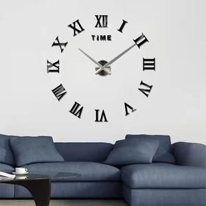 Nuevo 3D Número Romano Acrílico Espejo Reloj de pared Pegatina Moda DIY Relojes de cuarzo Reloj Decoración del hogar Pegatinas para el salón