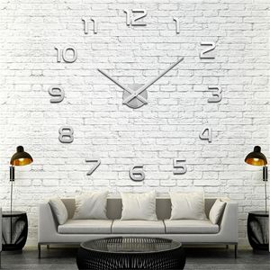Nieuwe 3D Wall Clock Design grote acryl spiegel klokken stickers woonkamer accessoires decoratieve huis klok aan de muur T200601