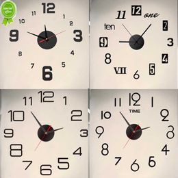Nouveau 3D Horloge Murale DIY Acrylique Sans Cadre Horloge Numérique Auto-Adhésif Miroir Sticker Mural Pour La Maison Salon Chambre Bureau Décors