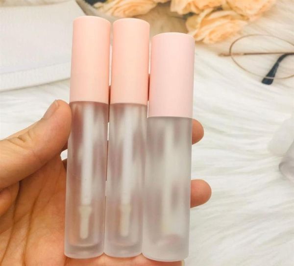 Nouveaux tubes de brillant à lèvres 3 ml 5 ml bouteille de baume à lèvres vide bouchon rose givré rouge à lèvres clair récipient d'emballage cosmétique 201012327V5319381