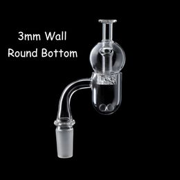 3mm dikke ronde bodem quartz banger nagels met gratis glas draaiende bubble carb cap platte top quartz banger geschikt voor glazen waterpijpen