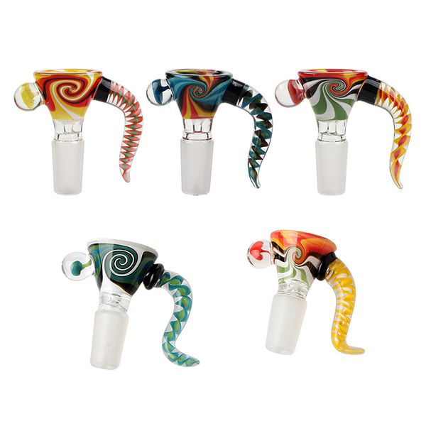 Accessoires de fumer de haute qualité Us Color Wig WAG 14 mm 18 mm Bols en verre mâles pour le tabac Bol Piece d'eau Bongs DAB Piches d'huile