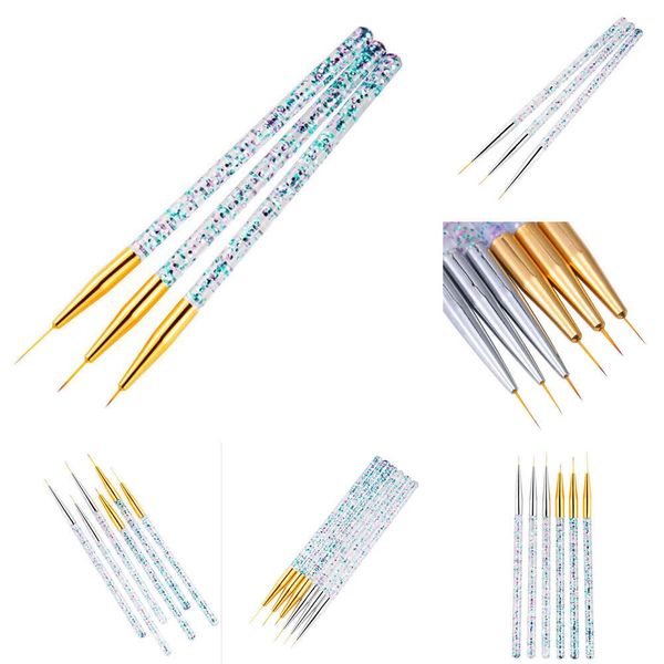 NOUVEAU 3PCS Acrylique French Stripe Nail Art Douner Brouss