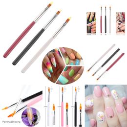 Nuevo 3pcs pincel lápiz uv gel gradiente floración arte pintura de madera mango de madera cabello negro blanca rojo manicure manicure u uñas