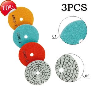 Nouveau 3 pièces diamant tampon de polissage sec/humide granit marbre disque de ponçage Flexible 3 étapes disque de polissage en pierre céramique abrasif meulage