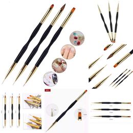 NIEUW 3PCS/SET NIEUWE BOSSE LINE PEN 3D TIPS DIY Acryl UV -gelborstels Tekening Ontwerp Manicure Painting Nail Art Tool