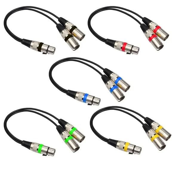 nuevo 3pin XLR Jack femenino a doble 2 machos Splitter Y Splitter de 30 cm Cable de cable de cable para el amplificador Amante de auriculares Mezclador para el adaptador estéreo