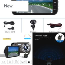 Nouveau 4,0 pouces HD 1080p Dash Cam in Car DVR Camera View View Dual Lens Cycle Recording Video Mirror Recorder