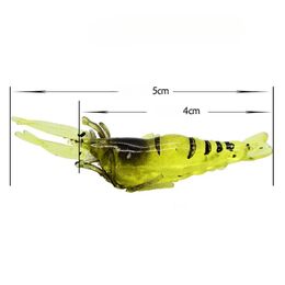 Nuevo 4/10pcs Cebado de carretera de camarones falsos con ganchos Pequeños camarones de hierba Glow-in-the-Dark Soft Small Shrimp False Ceba Fishing señuelos para pescar