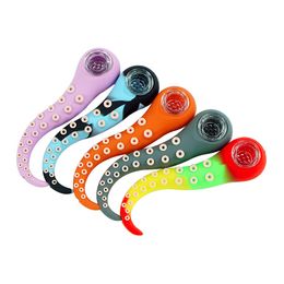 4.5 inch octopus handpijp rokende pijpen siliconen bongen bongs oliereilingen draagbare waterloze inktvis rook kits voor tabak droog kruid