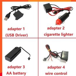 NIEUW 4 ADAPTER AUTO INTERIEUR LED Decoratieve lamp USB DRUIUS Bedrijfsregeling 3V Batterij Doos Sigarettenaandrijving El bedrading Neon Strip