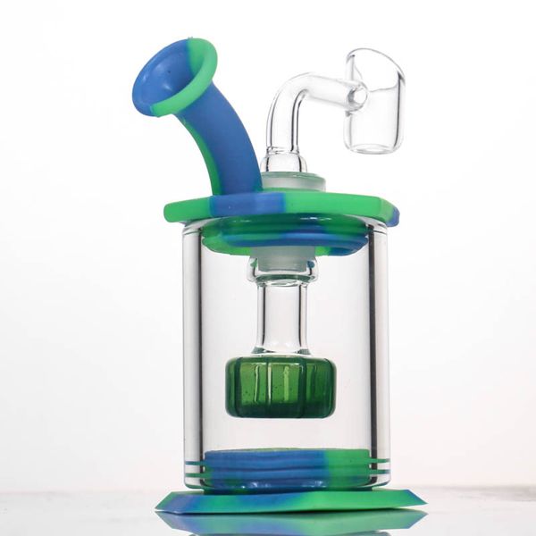 Narguilés NOUVEAU 4 Couleurs Assembler Silicone Bong haut 11cm Facile à nettoyer Dab Rig avec 4mm quartz banger petites plates-formes bongs en verre tuyau