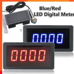 Nieuwe 4 Hoge Kwaliteit Duurzame Draagbare Nuttige Digitale LED Toerenteller RPM Snelheidsmeter + Hal Naderingsschakelaar Sensor NPN Blauw/Rood #291434 Auto