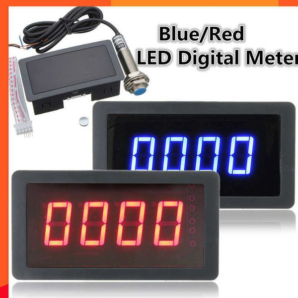 Tacómetro Digital LED portátil útil y duradero de alta calidad, medidor de velocidad RPM + Sensor de interruptor de proximidad Hall NPN azul/rojo #291434 para coche