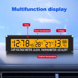 Nouveau 4 en 1 horloge calendrier thermomètre voiture multi-fonction couleur écran tension avec LCD heure Date affichage de la température extérieure dans la voiture