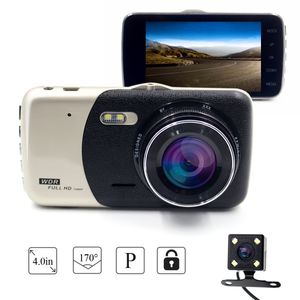 Auto DVR Dashcam 4 inch 170 graden 1080P Dual Lens Motion Dection Night Vision Video Recorder Achteraanzicht Camera Registrator