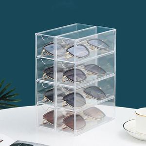 Nouvelles couches de 4 couches de verres transparents en acrylique blancs, utilisés pour stocker des cosmétiques, des verres, de la papeterie, des jouets, des bijoux, des stylos, etc. pour une boîte à bijoux transparente