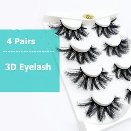 Nieuwe 4 paar Natuurlijke Valse Wimpers Fake 3D Mink Wimpers Make-up Eyelash Extension Silk Protein Eye wimpers