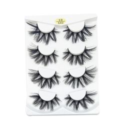 Nieuwe 4 paren zijde eiwit valse wimpers Heet nep 3D Mink Eyelashes Makeup Wimper Extension Mink Washes Maquiagem