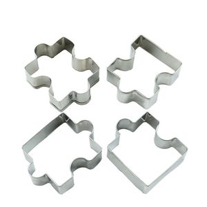 Nieuwe 4 stks Bakvormen Puzzel Vorm Rvs Cookie Cutter Set DIY Biscuit Mold Keukengereedschap Dessert Fondant Mallen