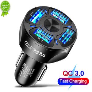 Nieuwe 4 Port CAR USB -lader 7A 48W Mini Quick Charge 3.0 Universal snel opladen in autolader voor iPhone Samsung Xiaomi