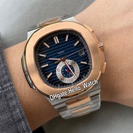 New 40 5mm 5980 5980 1 5980 1A D-Blue Dial Asian Automatic Mens Watch Two Tone Rose Gold Steel Band Sport PPHW Watches Hello watch 241D
