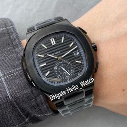 Nuevo 40 5 mm 5980 5980 1A-014 Dial negro Reloj automático asiático para hombre PVD Pulsera de acero negro Relojes deportivos PPHW Hola reloj 5 Co2003