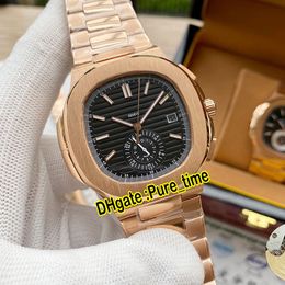 NIEUW 40.5mm Nautilus 5980 5980 / 1R-001 Automatische zwarte textuur herenhorloge rose goud stalen armband heren sport hoge kwaliteit horloges pure_time