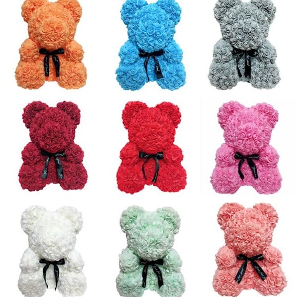 Nouveau 40 cm rose ours simulation fleur cadeau créatif savon rose ours en peluche cadeau d'anniversaire câlin ours T2I5030