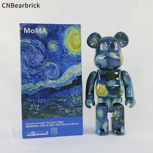 Nuevo 400% Bearbrick Action Toy Figuras Vincent Van Gogh La noche estrellada de 28 cm Medicom Toys Vinly Doll en la caja minorista