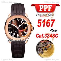 Nouveau 40mm 5167r-001 Cal.324SC Automatic Mens Watch Brown Texture Dial 5167 Rose Gold Brown Rubber Strap Gents Gents Watches Hello_watch E256D