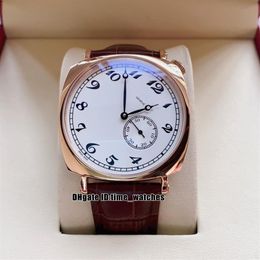 Nouveau 40mm Historiques American 1921 Montre automatique pour homme 82035 000R-9359 Boîtier en or rose Cadran blanc Bracelet en cuir marron de haute qualité270T