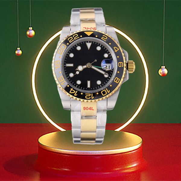 Nuevos relojes de yate mecánicos automáticos de lujo de 40mm con zafiro para hombre, reloj resistente al agua luminoso de cerámica, reloj Masculino, relojes impermeables de acero inoxidable a la moda