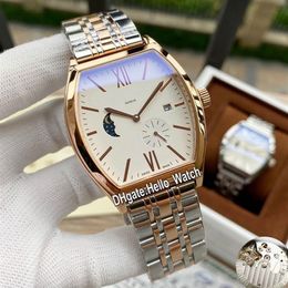 Nieuwe 40 mm Malte 7000M 000R-B109 7000M automatisch herenhorloge maanfase zilveren wijzerplaat tweekleurige roségouden stalen armband horloges Hello w2318