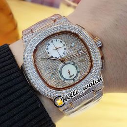 Nieuwe 40mm Sport 5990 / 1A 5990 5711 / 1A 5711 Gypsophila Dial Quartz Chronograph Mens Horloge Rose Gold Diamond Armband Horloges Pphw Hallo_Watch