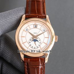 Nouveau cadran blanc de 40 mm Cal.240 Automatic Mens Watch Rose Gold Case 5205 5205R-001 Date Mois de semaine