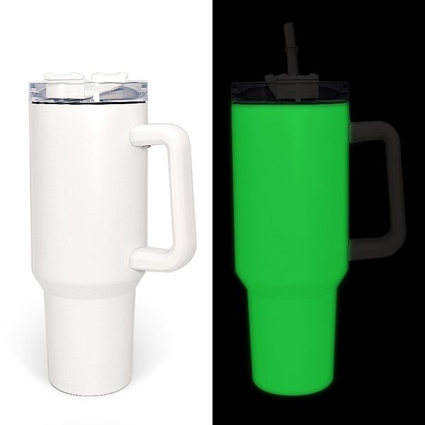 New 40oz Mugs Sublimation Glow in the Dark Tumbler Avec Poignée Couvercles Double Paroi Paille En Acier Inoxydable Changement De Couleur Café Grande Bière Vin Bouteille D'eau Tasse Boire De La Mer B5