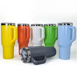 Nieuwe 40oz Mokken Sublimatie Tumbler Met Handvat Deksels Stro Roestvrij Staal Koffie Grote Capaciteit Bier Wijn Waterfles Outdoor Camping Cup Drinken Nieuwe JN06