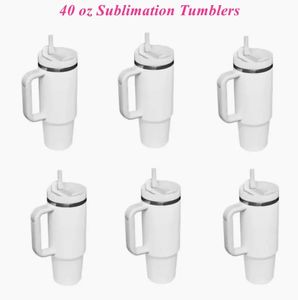 Neue 40-Unzen-Edelstahl-Sublimationsbecher mit Silikongriffdeckel, Strohhalm, 2. Generation, große Kapazität, Reise-Autobecher, vakuumisolierte Wasserflaschen 0224