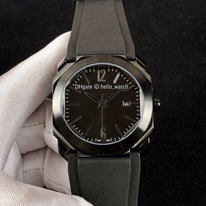 Nouveau 41mm Octo PVD boîtier en acier tout noir 102737 BGO41BBSVD/N cadran noir automatique montre pour homme bracelet en caoutchouc montres de haute qualité Hello_watch