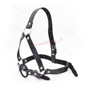 Bondage Nouveau 42 mm O Anneau Open Mouth Gag Coltre Verrouillage Slave Masque Masque en cuir faux Rubber # R78