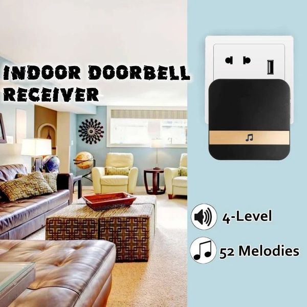 Nuevo timbre inalámbrico Wifi de 433MHz con vídeo inteligente, receptor de música, intercomunicador de seguridad para el hogar, receptor de timbre de puerta interior, 10-110dB