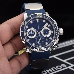 Nouveau 45 mm Diver Marine 353-98le-3 Artemis 353-98Le blue cadran Miyota Quartz Chronograph Mens Watch Arear Case Blue Rubber Strap Hell2014