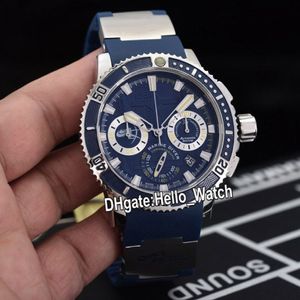 Nieuwe 45 mm Diver Marine 353-98Le-3 Artemis 353-98Le Blue Dial Miyota Quartz Chronograph Mens Watch Steel Case Blue Rubber Strap Hell194X