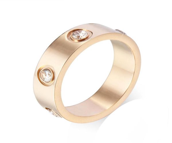 Nouveau anneau de couple en acier en titanium 45 mm 6 zircon cube avec lettre imprimement anneaux de doigt de mode pour femmes hommes de fiançailles marque GI7972955