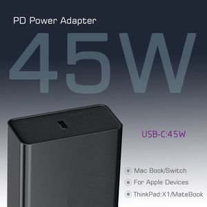 45W PD QC4.0 3.0 Chargeur rapide pour ordinateur USB Type-C Adaptateur de voyage à charge rapide