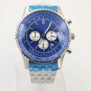 Nieuwe 48MM B06 Wijzerplaat B01 Navitimer Chronograaf Horloges Heren Quartz Marineblauw Kwaliteit Herenhorloge Roestvrij staal Movemen299I