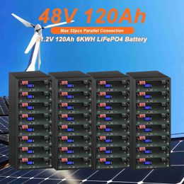 NIEUW 48V 120AH 100AH ​​200AH LIFEPO4 Batterij Pack Ingebouwde BMS 51.2V 5.12 kW 32 Parallel met CAN RS485 Lithium Ion Batterij Geen belasting